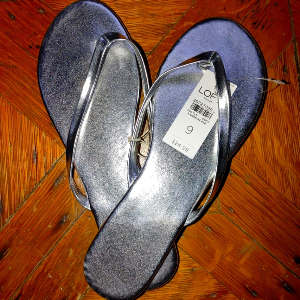 NWT Ann Taylor LOFT silver metallic sandal sz 9